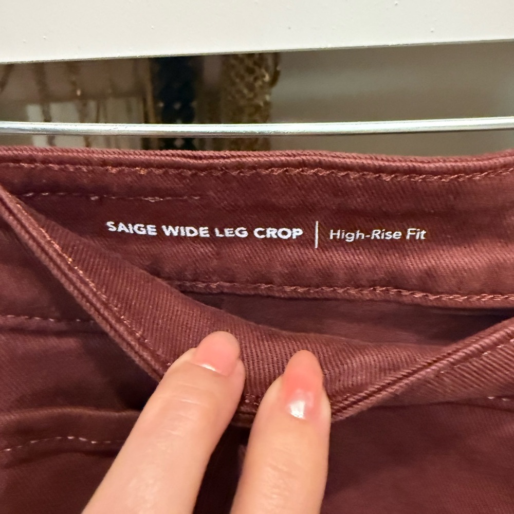 Ag Adriano Goldschmied Women's High-Rise Wide Leg Jeans in Burgundy. NWOT - Picture 2 of 4